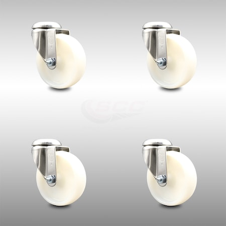 Service Caster 4 Inch 316SS Nylon Wheel Swivel Bolt Hole Caster Set SCC-SS316BH20S414-NYS-4